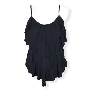 Black tankini ruffle top size medium